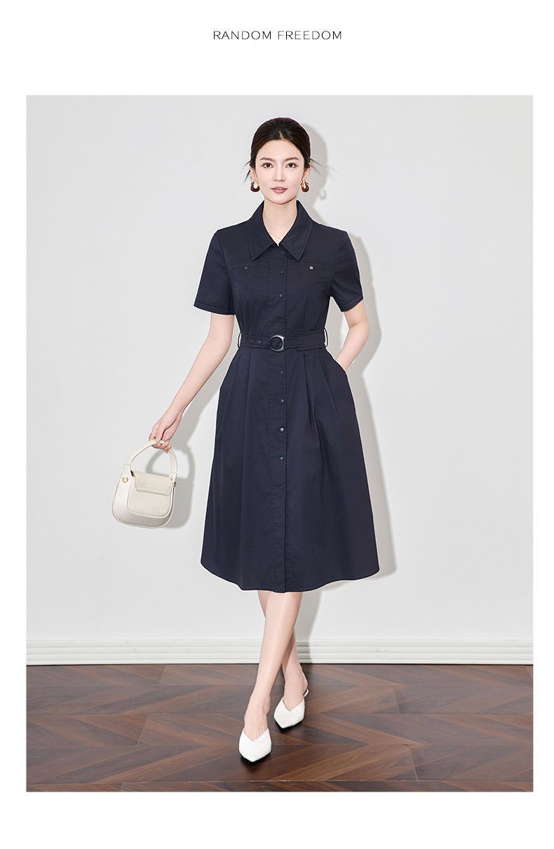 Đầm maxi nữ thắt eo cổ ve cạp cao tay ngắn — Màu đỏ gạch chi tiết 10