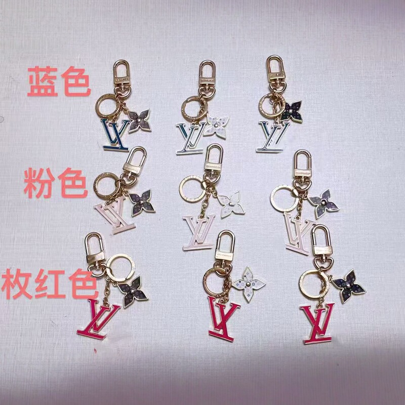 Cross-Border Lujia Designer Bag Pendant Women's Bag Black and White Three-Color Flower Pendant Letter Zinc Alloy Keychain