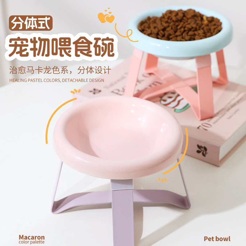 日本pecolo卷边猫碗猫食盆护颈狗碗狗粮猫粮陶瓷bd飞碟碗宠物用品