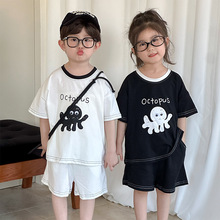 儿童夏季运动套装纯棉女童宽松夏装2025新款男童休闲短袖宝宝衣服