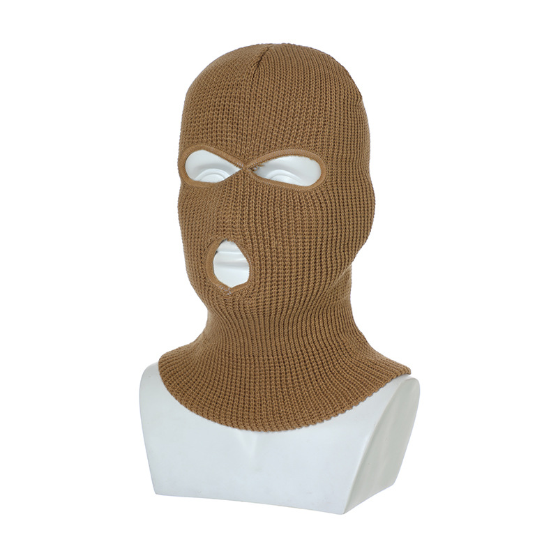 Nuevo sombrero de balaklava de punto cálido de invierno sombrero de punto de tres agujeros sombrero de 2 agujeros máscara de Punta cerrada