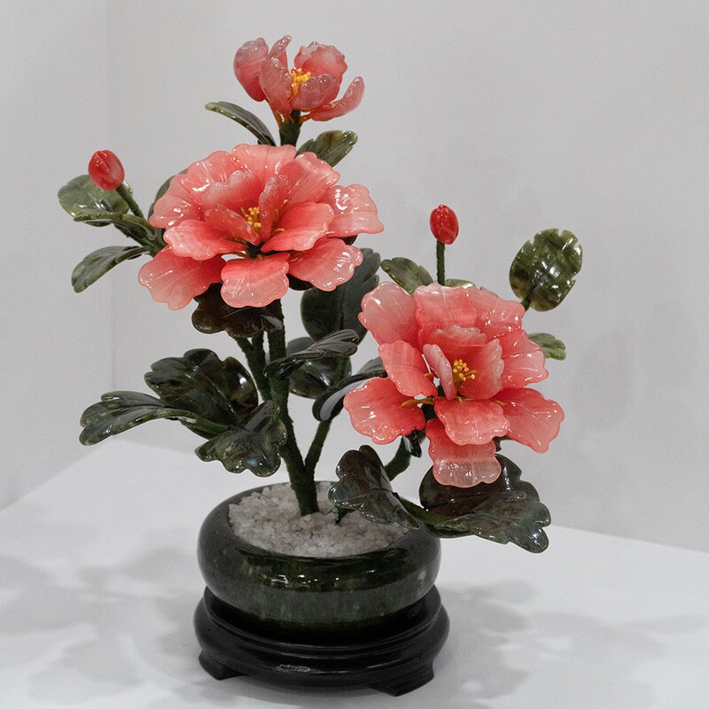 Natural Jade, Rich Peony Flower, Living Room Home Accessories, Bonsai, Creative New Chinese Style Jade Carving Crafts Ornaments Natural Jade, Rich Peony Flower, Living Room Home Accessories, Bonsai, Creative New Chinese Style Jade Carving Crafts Ornaments
