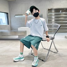 儿童装男童夏装短袖套装2025新款夏季中大童运动夏款冰丝帅气球服