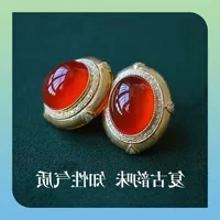 Ювелирные изделия ледяные красные от древнего закона JinBaoshan Nanhong дизайн флуоресцентные серьги серьги серьги красные антикварные
