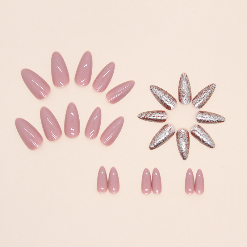Pâte de haricots solides Amande rouge Feuille brillante explosive Faux ongles Instagram Cannelle Nue Porter des ongles_voghion.com