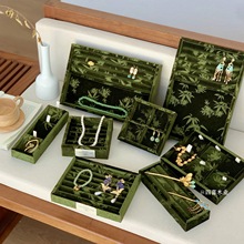 四喜托盘珠宝戒指项链陈列展示架首饰盒展示盘耳钉法式丝绒首饰盘