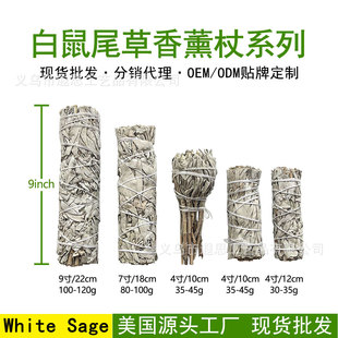 Imported California White Sage Wholesale Cedar Abalone Shell White Sage Natural Plant Aromatherapy Purification Wand