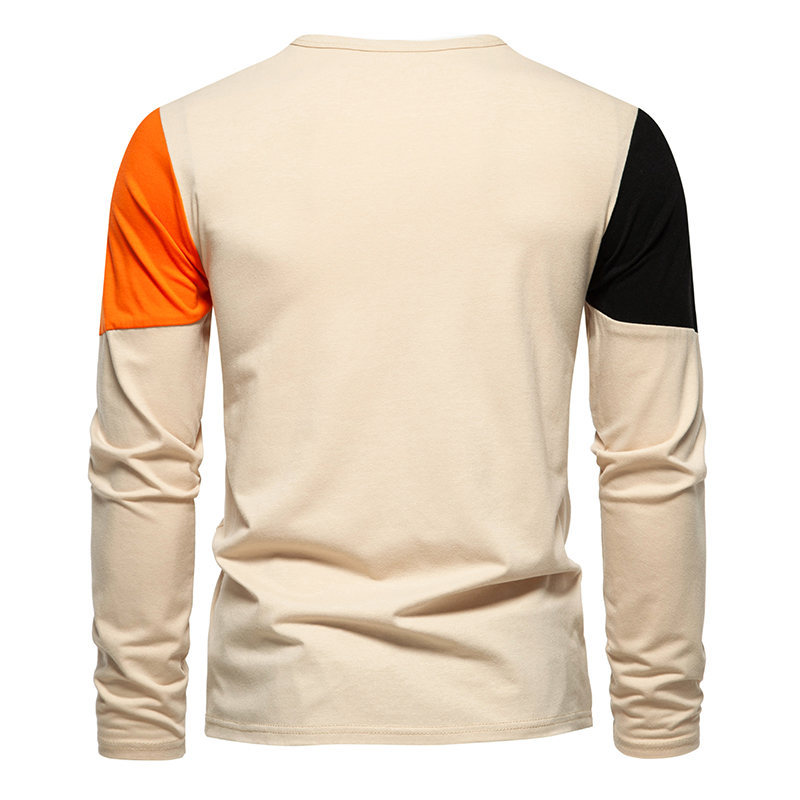 Herr t-shirt med lång ärm rund hals höst vinter stil mode_voghion.com