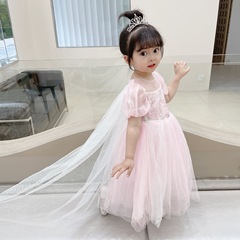 DGniuniu Original Manufacturer 2024 Summer Girls Cute and Lovely Bubble Sleeve Net Dress Gown Princess Dress