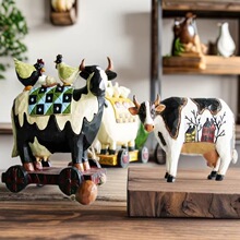 儿童节礼物木刻手工农场动物家居客厅卧室布置装饰鸡羊桌面摆件