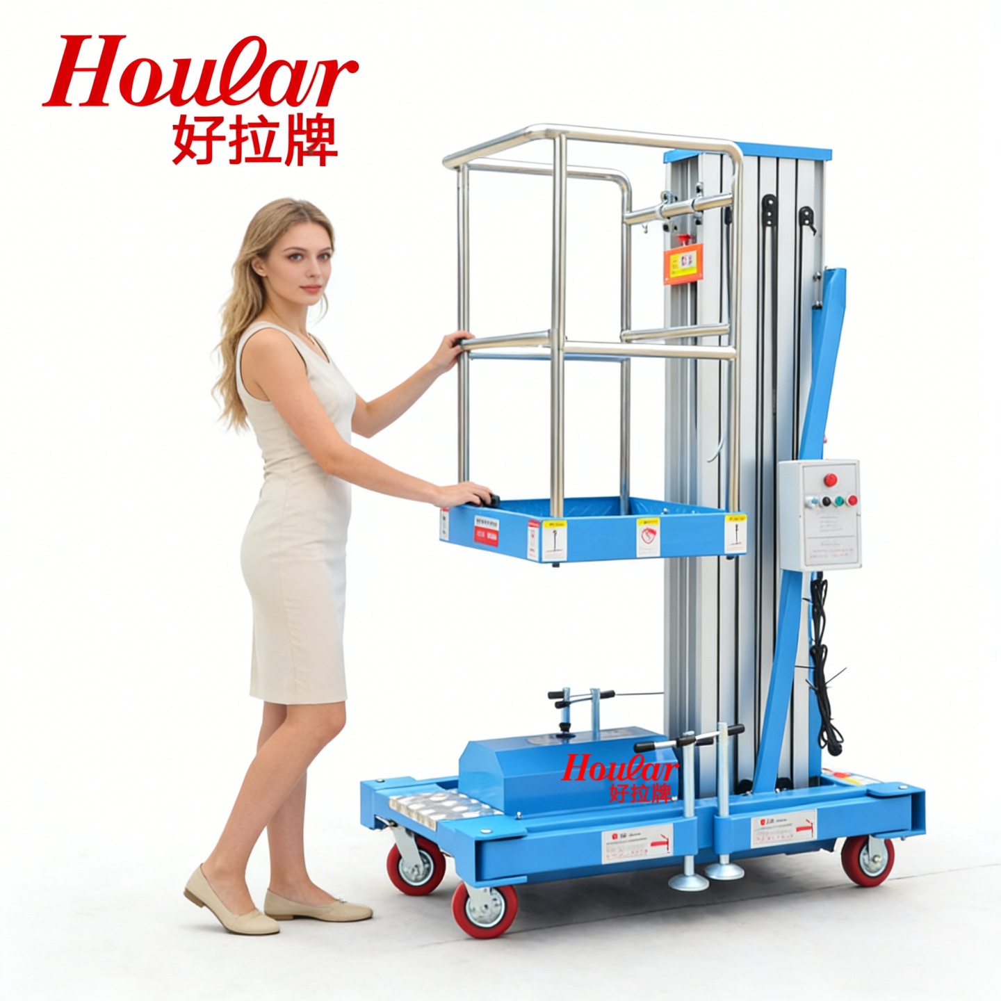 现货单柱6米铝合金升降机移动式升降平台高空作业提升机GTWY6-100