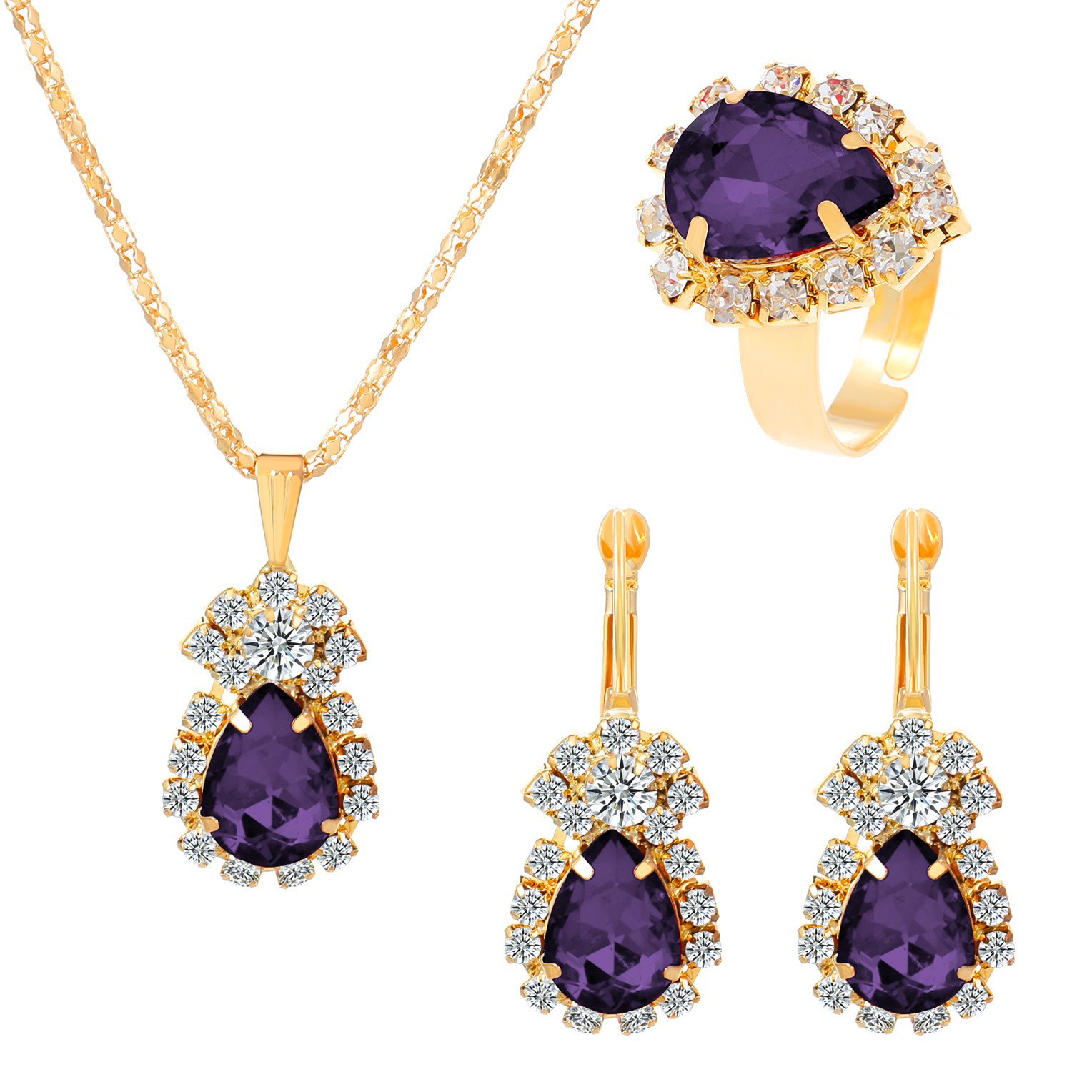 20g Weight Rhinestones Inlay Material Jewelry Set Classification Jewelry Set Quantity Daily Occasion Alloy Material Rectangle Pattern All Seasons Season Women's Gender Plating, Inlay Design Simple Style, Shiny Style Simple Style Shiny Rectangle Alloy Plating Inlay Rhinestones Women's Jewelry Set 10