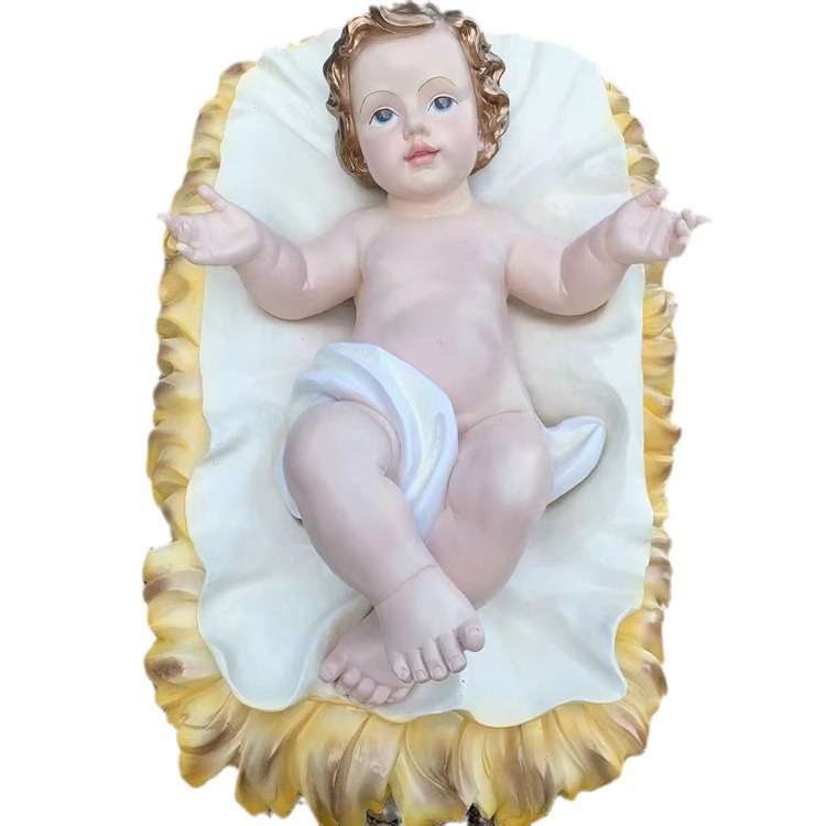 70cm Navidad pesebre de Navidad Santa Niño Mirador de luz figura de resina decoración de la iglesia de la casa
