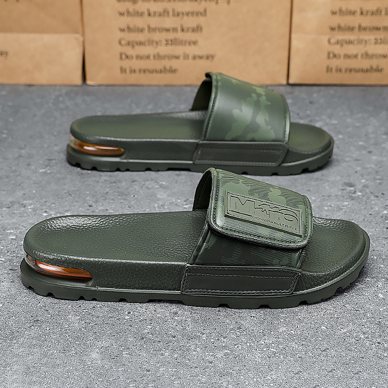 Zapatillas de velcro transfronterizas para hombres, uso de verano 2025, nuevas celebridades de Internet, cojín de aire de todo fósforo, chanclas antideslizantes, envío de una pieza