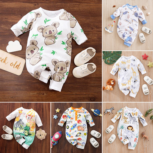 Spring and Autumn Baby Suit Set, Long-Sleeve Cartoon Baby Clothes, Baby Crawling Outfit Dinosaur Ins Style Cross-Border
