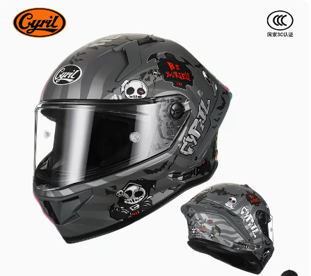 Casco integral de motocicleta CYRIL para hombre y mujer, para carreras, conducción en todas las estaciones, para motocicleta de calle con alerón grande y Bluetooth R1