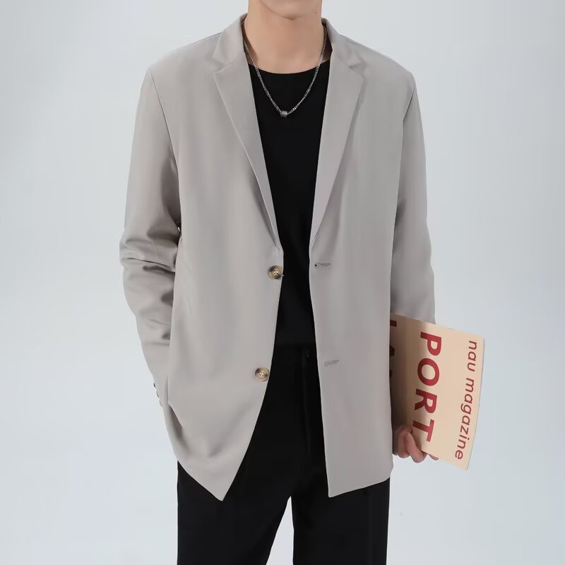 2026 chaqueta de moda coreana para hombres guapo suelto estilo de Hong Kong chaqueta de traje para hombres primavera y otoño traje casual universal