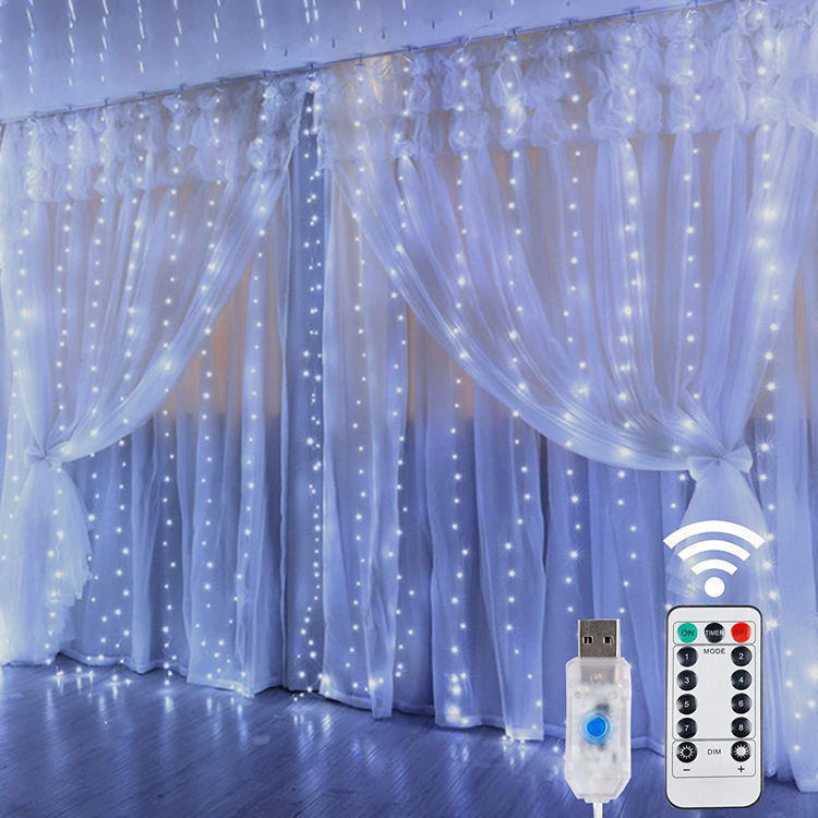 3* 3m ライトカーテンライト USB プラグインリモコンクリスマス結婚式の装飾ライトストリング防水カラフルなライト LED ライトストリング|undefined