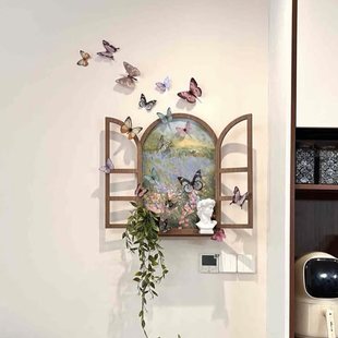 Butterfly Decorative Wall DIY Entrance Door Foyer Wall Decoration Ornament American Country Style Fake Window Shelf Three-Dimensional