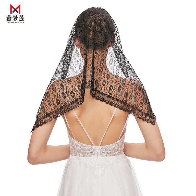 Foreign trade manufacturer European and American style bridal veil Muslim triangle lace scarf shawl style white wedding veil
