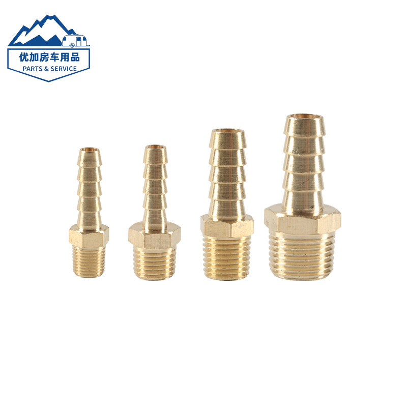 现货铜接头宝塔接头 3/8NPT转3/8BARB直通美规黄铜内外牙宝塔弯头