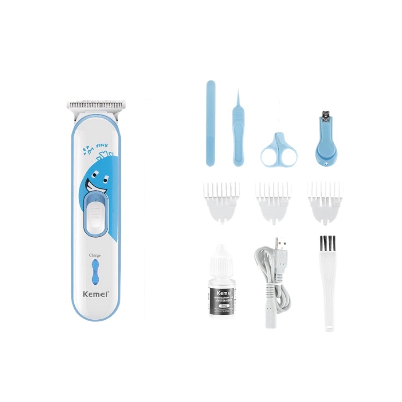 Cortadora de pelo especial para niños Kemei, juego de herramientas de corte de pelo eléctrico silencioso para bebés, modelo con carga USB