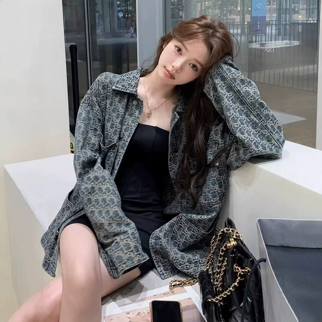 2025 весна и осень новый джинсовый пиджак ретро корейская версия темпераментной девушки нишевые дизайн повседневные свободные тонкие куртки