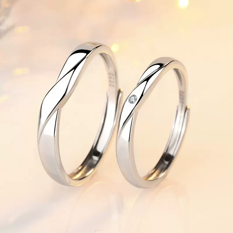 契约情侣对戒韩版简约活口素圈戒指小众设计冷淡风戒指手饰批发