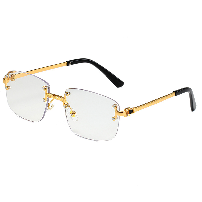 Other Rimless Square-Frame Metal Sunglasses Gold Clear