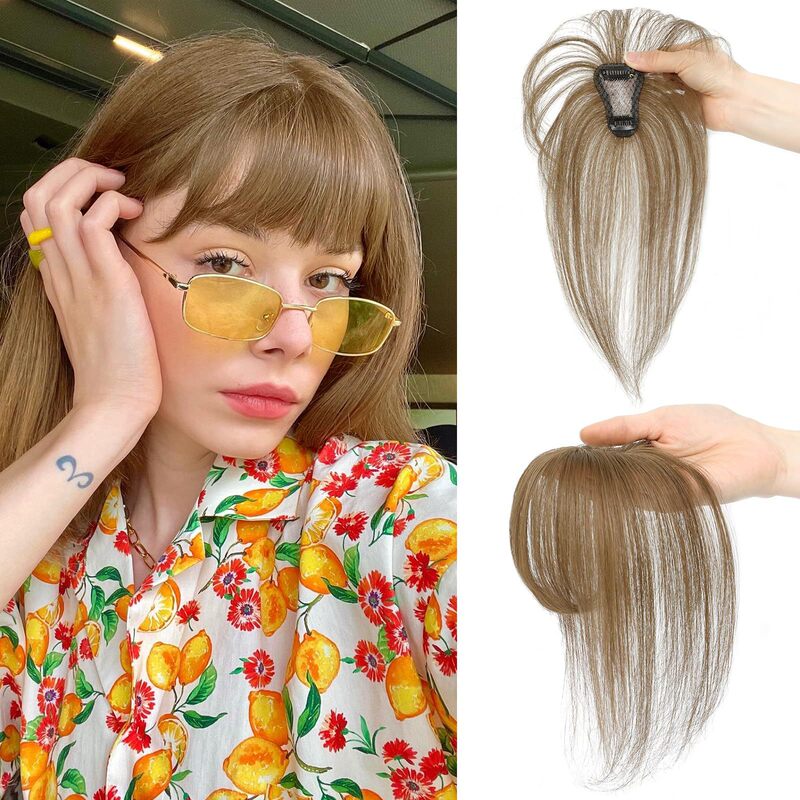 Real-life hair top reissue piece female air bangs wig piece European and American invisible forehead French 3D bangs foreign trade Real-life hair top reissue piece female air bangs wig piece European and American invisible forehead French 3D bangs foreign trade