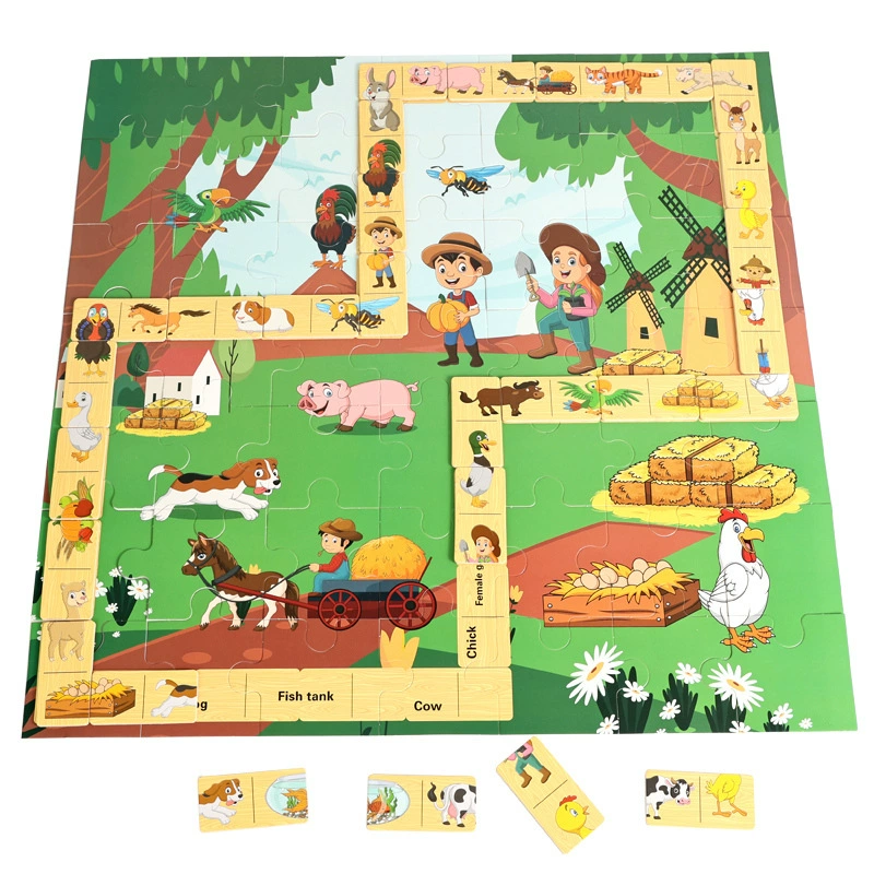 Intellectual farm for training, cognitive brainteaser, dominoes, toy, early education, training