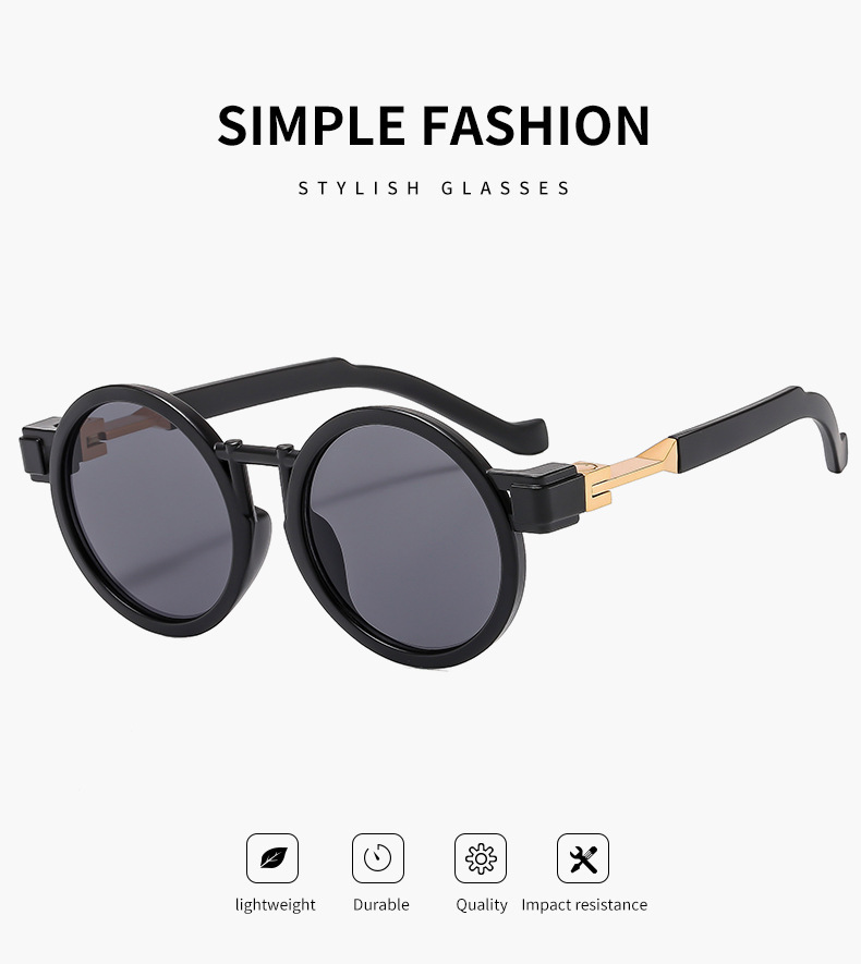 Nuovi occhiali da sole con montatura rotonda personalizzati con intarsio in metallo con gambe, occhiali da sole rock da moto per uomo e donna alla moda, occhiali alla moda transfrontalieri_voghion.com