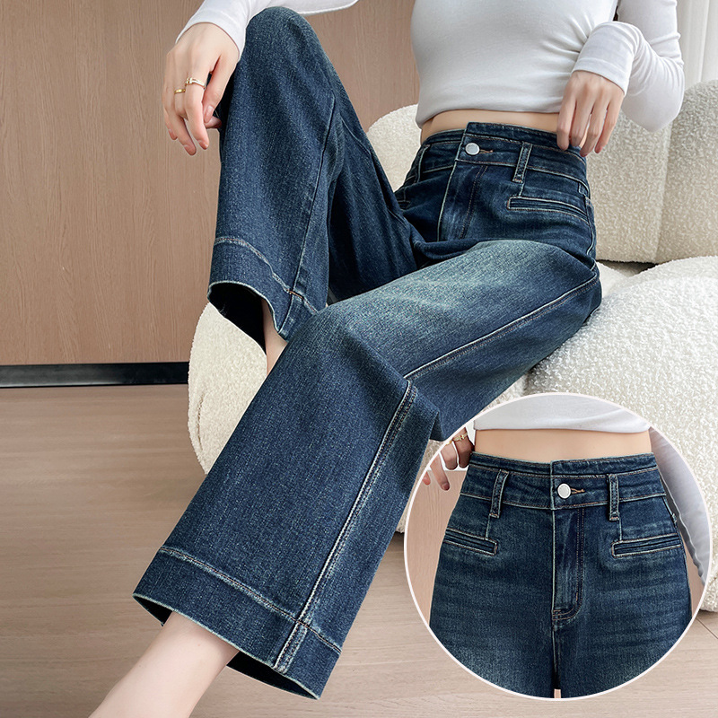 Vintage Stretch Slim Fit Cigarette Jeans for Women 2026 Autumn New Super Popular High Waist Petite Baguette Straight Pants