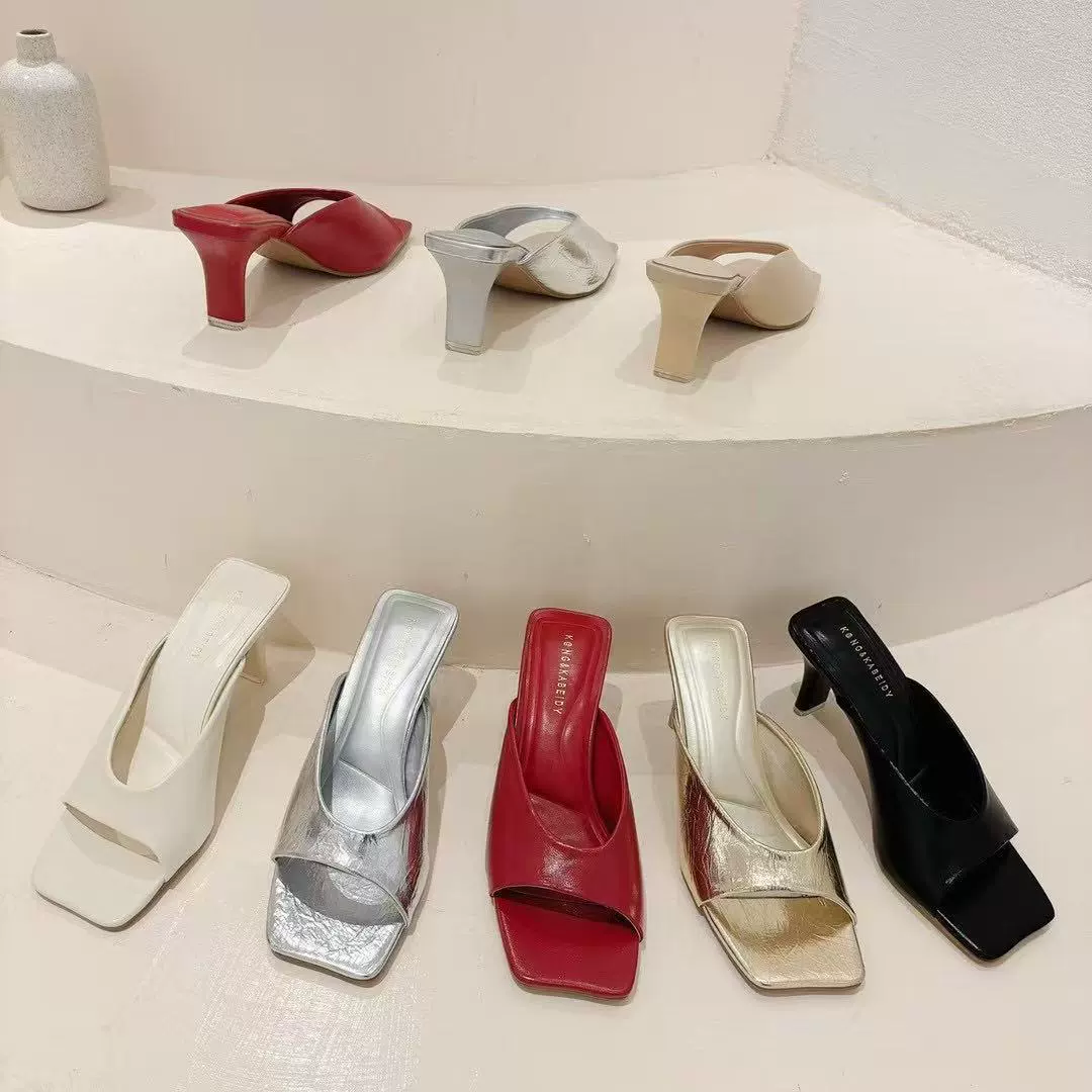 Летняя новая сетка красная модная обувь женская пандус с квадратной головой