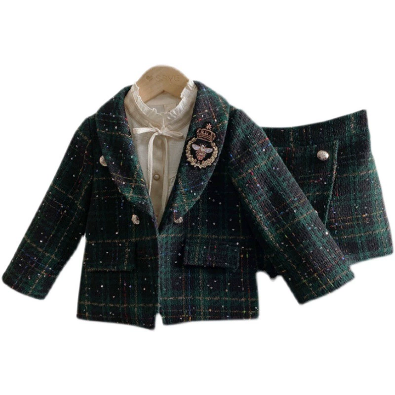Spring set, children's jacket, Chanel style, Korean style