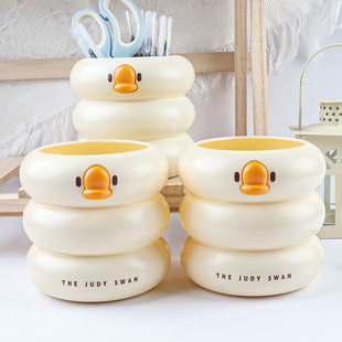 Duck pen holder high color value student desktop large capacity makeup brush stationery storage box office creative ornaments