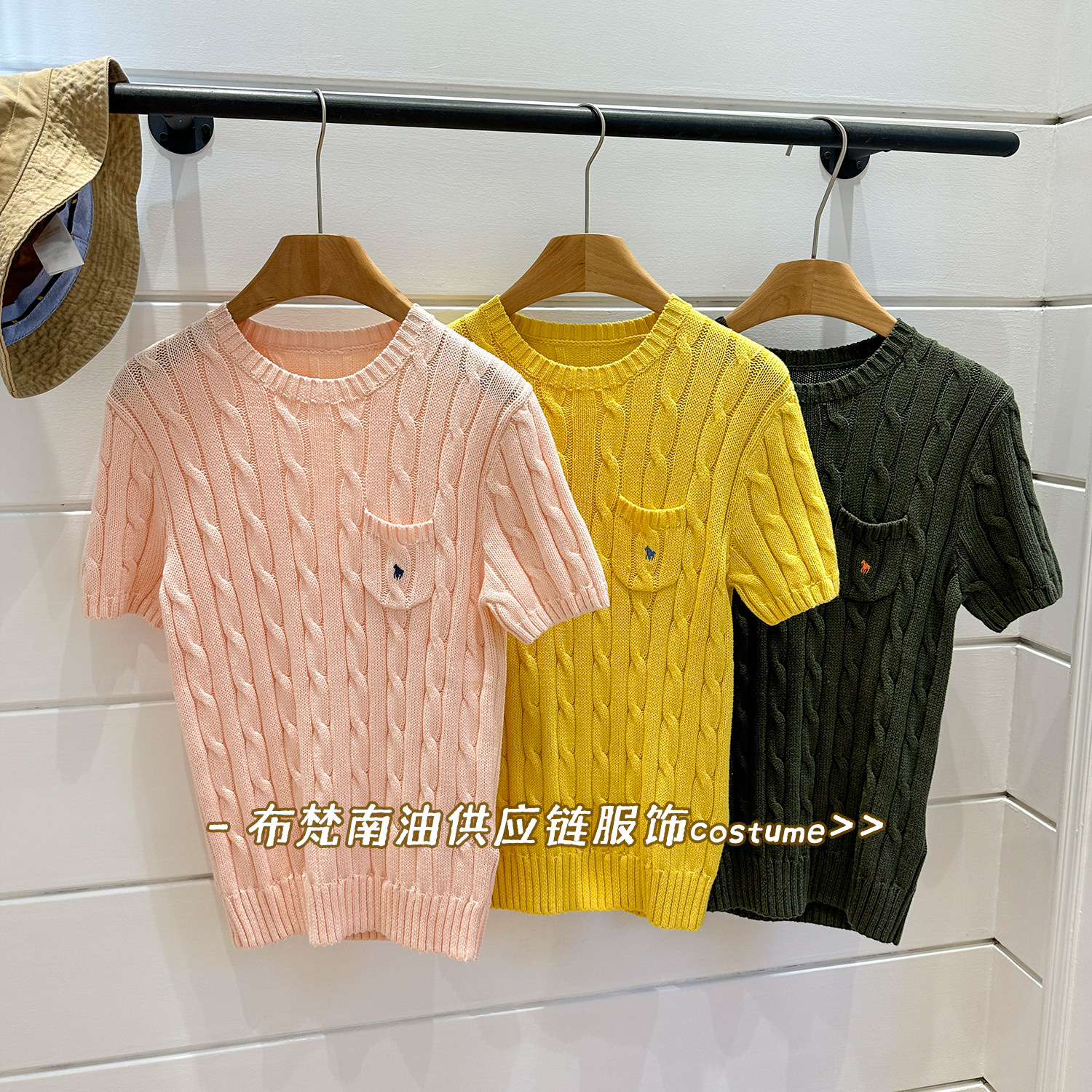 Shenzhen Nanyou High Version Rl Raff Pony Logo Embroidered Twist Short-Sleeved Knitwear Women's 25 Summer New Tops
