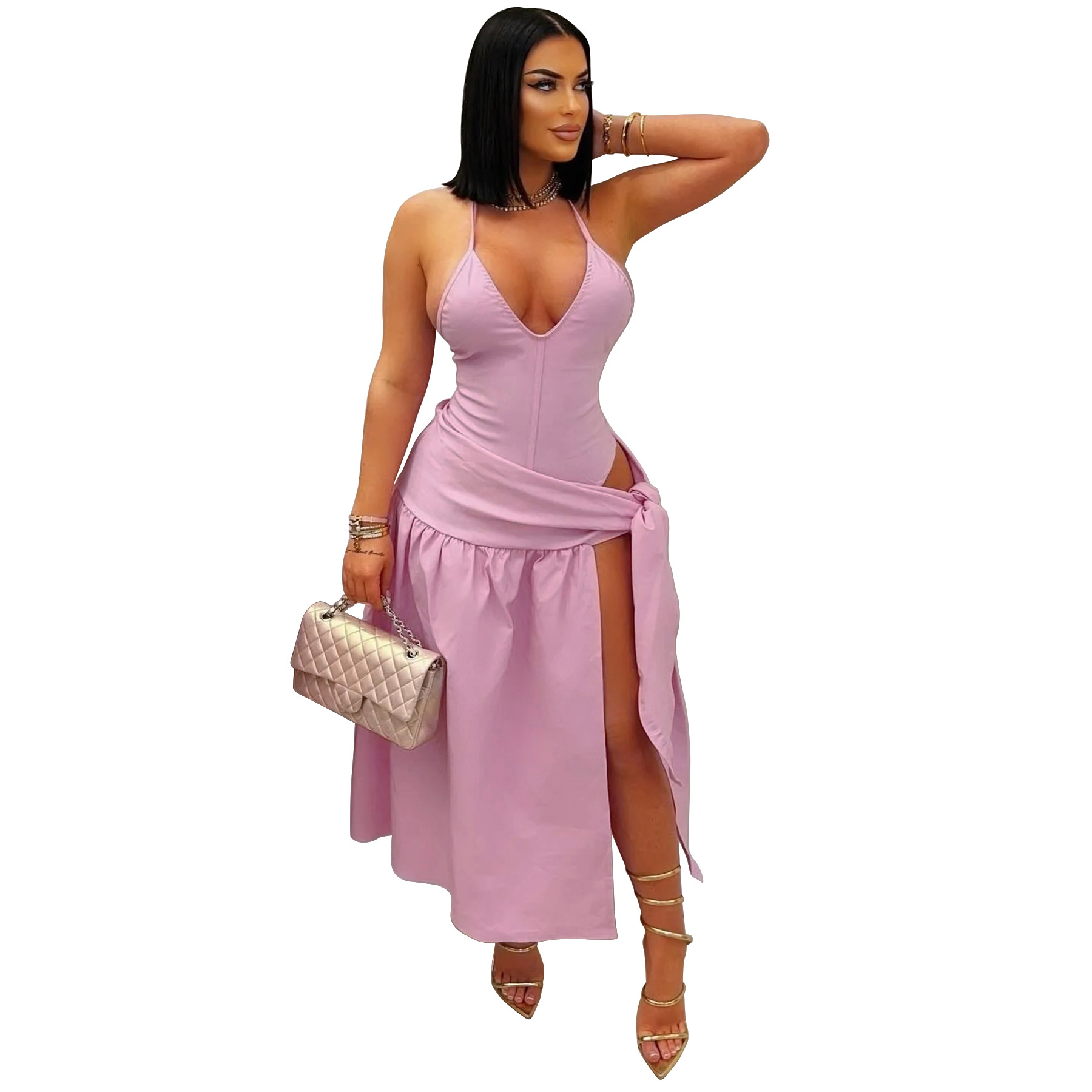 284g Weight Sleeveless Sleeve Length Polyester Fabric Type Skirt Co-ord Set Sets Type 2 Pieces Set Quantity Holiday, Street Occasion Strap Neckline Slim Fit Type Solid Color Pattern Summer Season Women's Gender Streetwear Style Holiday Street Women's Streetwear Solid Color Polyester Skirt Co-ord Set Skirt Sets 47