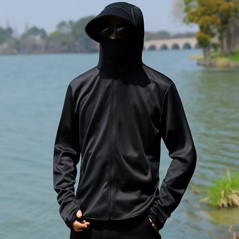 2025 New Sun Protection Clothing for Men and Teenagers, Ice Silk Cool Hooded Jacket, Summer Thin Fishing Clothing for Men