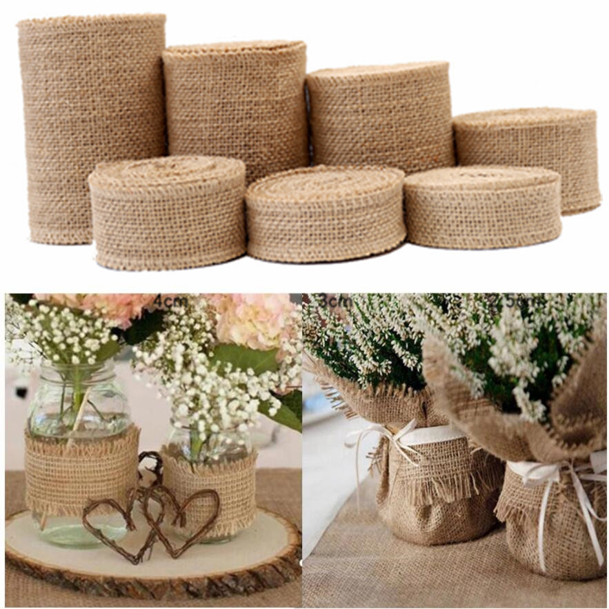 纯色麻布卷 DIY圣诞婚庆工艺装饰麻布条 黄麻布卷 棉麻布花艺包装