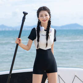 2024游泳衣女 连体遮肚显瘦保守少女学生仙女INS批发泡温泉沙滩