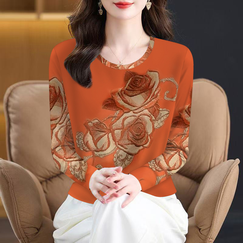 批发2025年新款春秋爆款女士t恤显瘦遮肚圆领时尚长袖一件代发|undefined