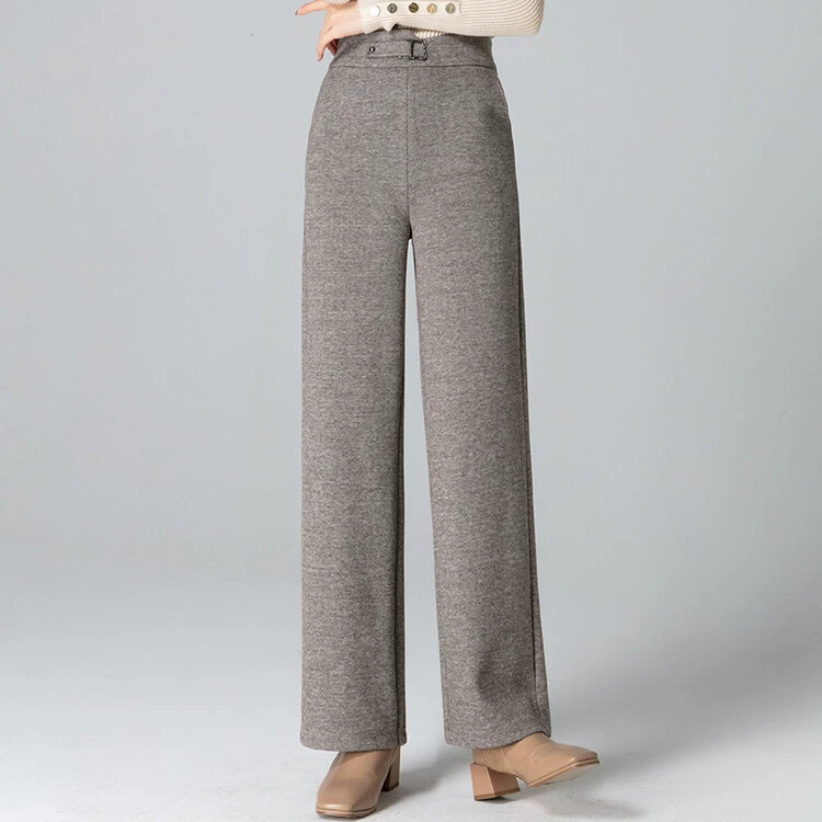 Осенние брюки для мам среднего возраста, шерстяные широкие брюки в западном стиле, женские зимние утолщенные Теплые повседневные брюки для женщин среднего и пожилого возраста