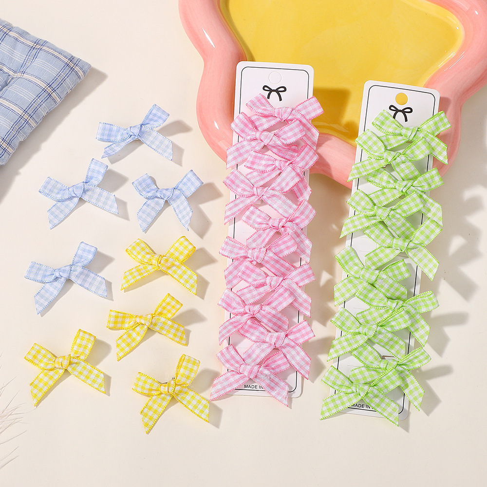 亚马逊爆款新款格纹花边夹套装可爱女孩发夹发饰儿童公主日常5190