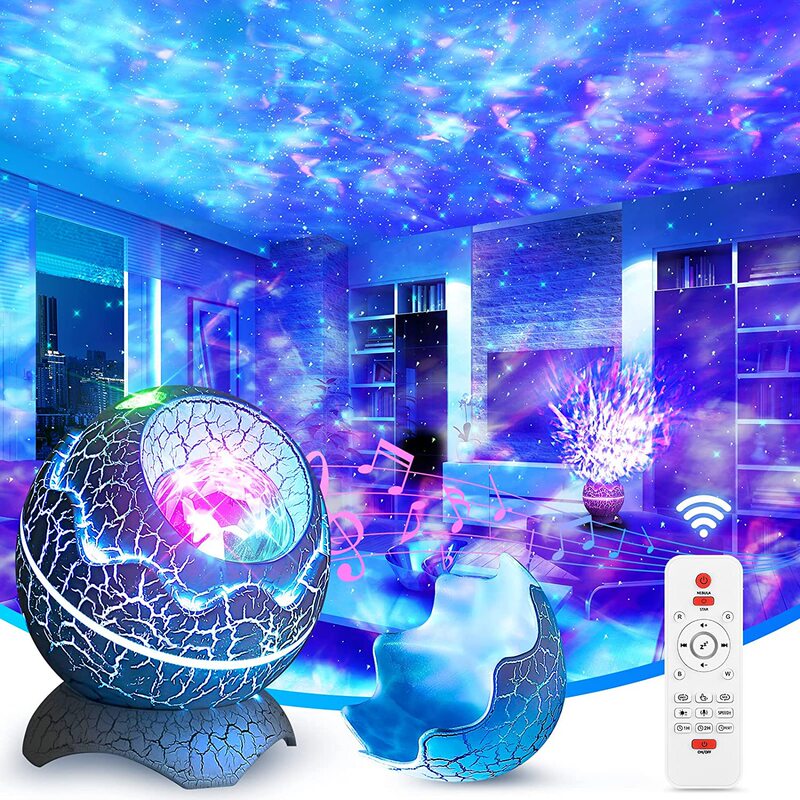 Cross-Border Dinosaur Egg Starry Sky Lamp Galaxy Nebula Aurora Projector Lamp Bluetooth Music Starry Aurora Night Light