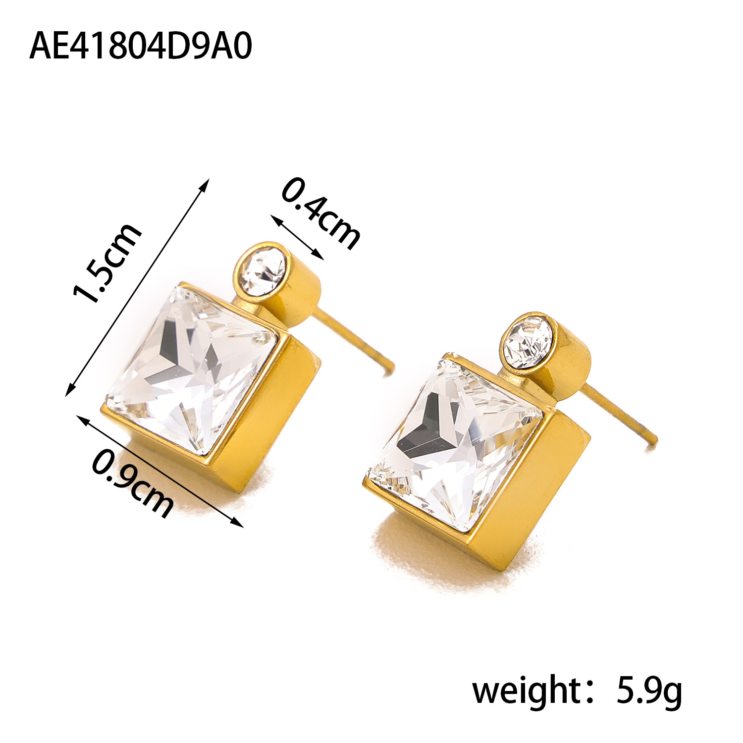 5g Weight Titanium Steel Ear Needle Material Zircon Inlay Material Ear Studs Classification 1 Pair Quantity Holiday, Daily Occasion Titanium Steel Material Square Pattern Women's Gender Plating Design Basic, Modern Style, Classic Style Style 1 Pair Basic Modern Style Classic Style Square Plating Titanium Steel Zircon Ear Studs 4