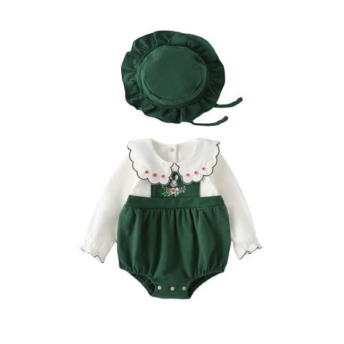 Baby clothes autumn new women's baby long-sleeved triangle diaper cover embroidered small flowers newborn baby onesie