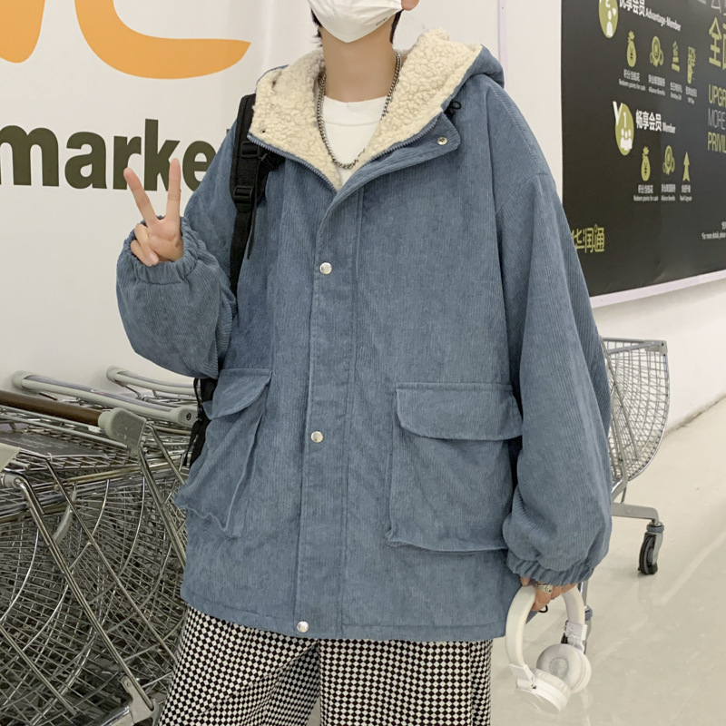 양모 면 패딩 재킷 남성 기모 두껍게 2025 년 겨울 새로운 따뜻한 후드 코트 조수 브랜드 한국면 패딩 재킷