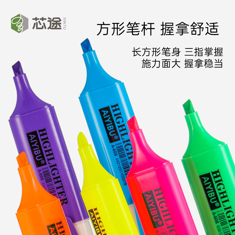 Exaltador de celebridades de Internet de comercio exterior Macaron Pintura infantil Graffiti Marcador resaltador Pen clave para estudiantes