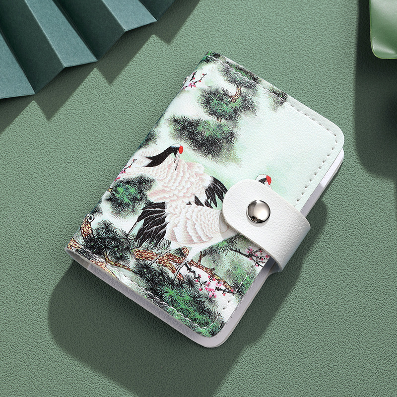 Bolsa de tarjetas antirrobo de pintura al óleo de estilo nuevo certificado de tarjeta de gran capacidad ultra delgada desmagnetizante bolsa de tarjetas bancarias